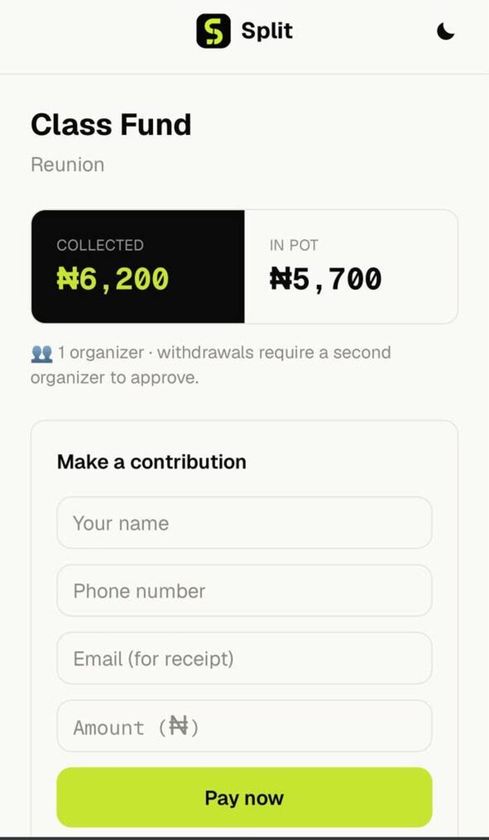 What members see on the public contribution page